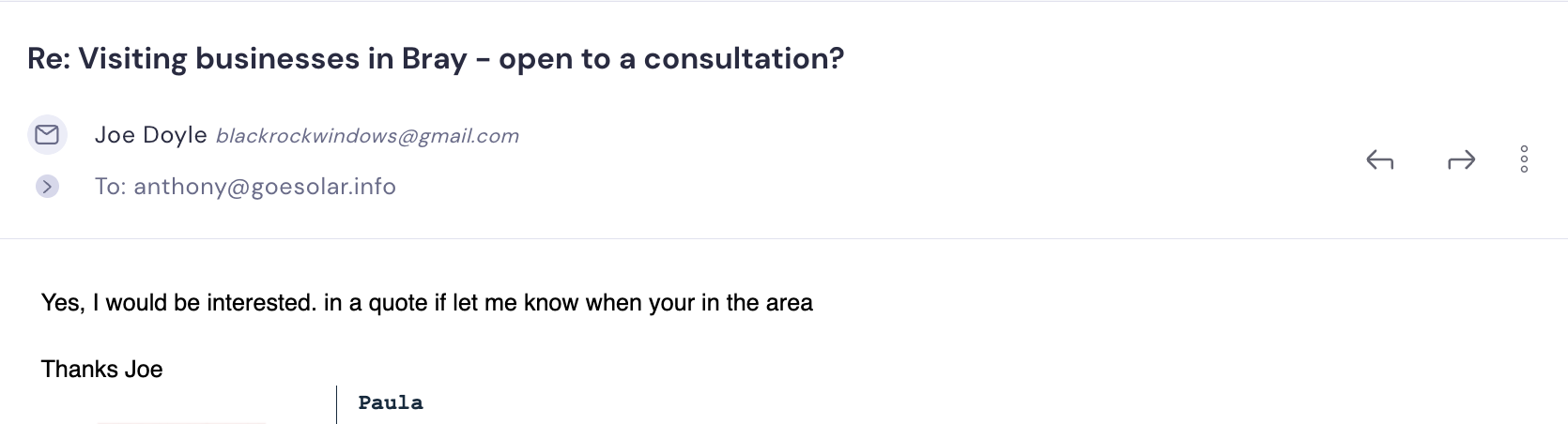 Business owner in Bray requesting a quote during site visits